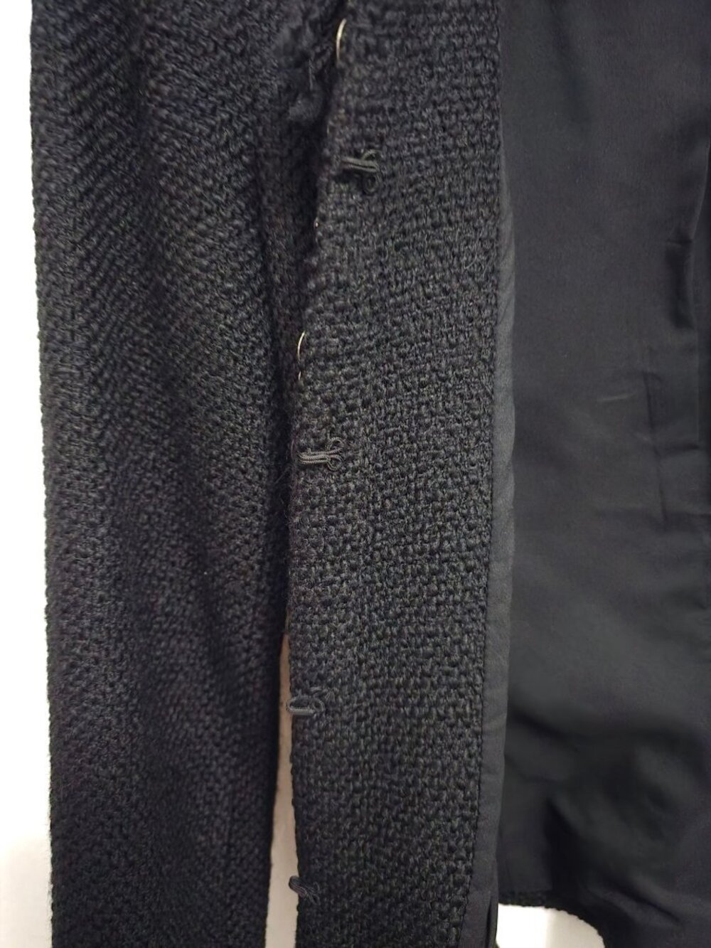 Chicos Size 0 Black Textured Prena Jacket With Beaded & Metal Ring - Picture 12 of 12